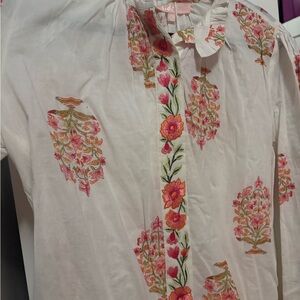 Odette Floral Embroidered White Blouse